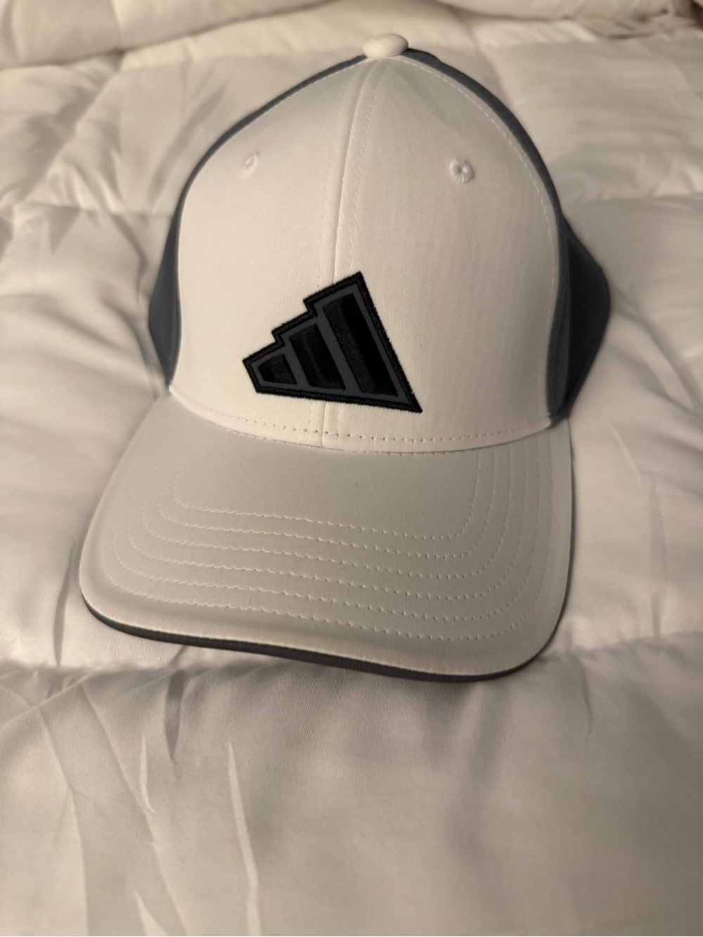 Adidas White and Gray Logo Structured Baseball Hat